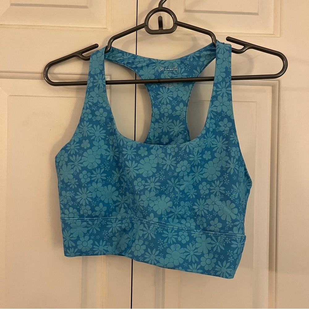 PacSun LA Hearts Blue Floral Activewear Top